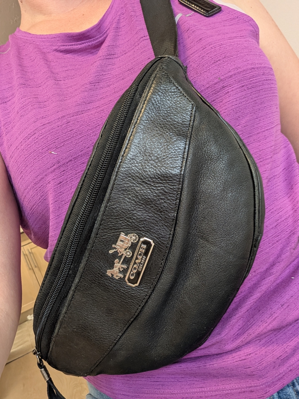 Coach Upcycle Black Leather Crossbody Belt Bag